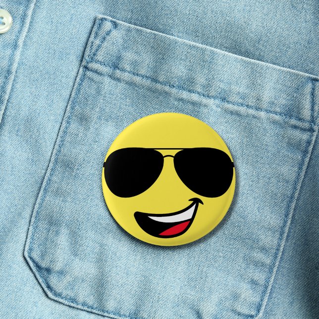 Happy Face Aviator Sunglasses fun cute yellow  3 Cm Round Badge (Creator Uploaded)