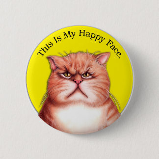 Happy Face cat 6 Cm Round Badge