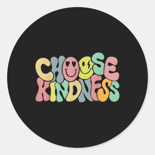 Happy Face Choose Kindness Positivity Classic Round Sticker (Front)
