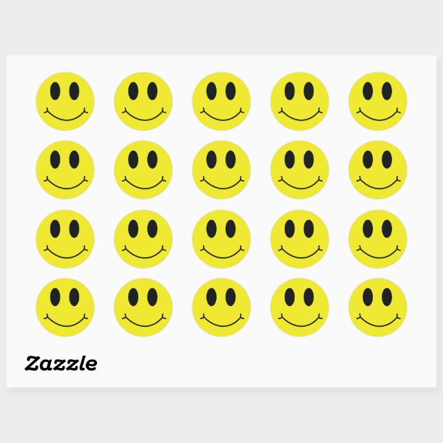 Happy Face Classic Classic Round Sticker (Sheet)