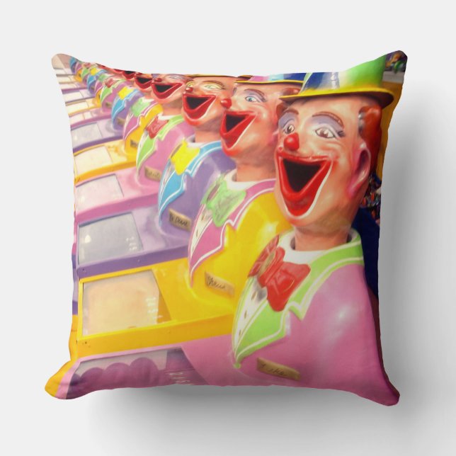 Happy Face Clowns, Large Throw Cushion. Cushion (Front)