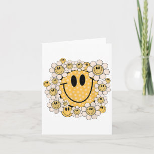 Happy Face Daisy Flower Preppy Aesthetic Smile Fac Card