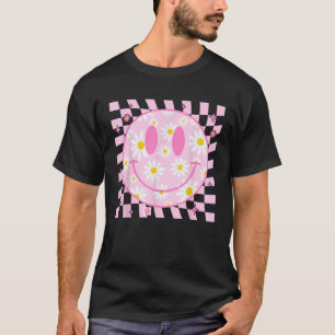Happy Face Daisy Flower Preppy Aesthetic Smile Fac T-Shirt