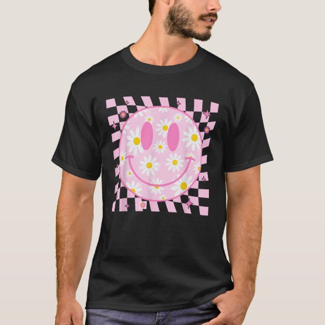 Happy Face Daisy Flower Preppy Aesthetic Smile Fac T-Shirt (Front)