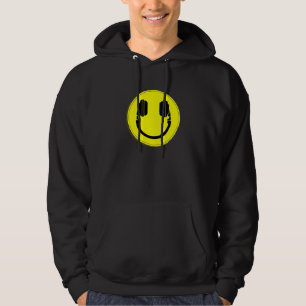 happy face dj headphones edm music hoodie