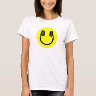 happy face dj headphones edm music T-Shirt