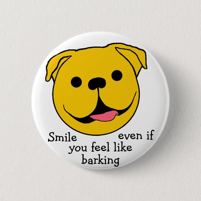 Happy Face Dog 6 Cm Round Badge (Front)