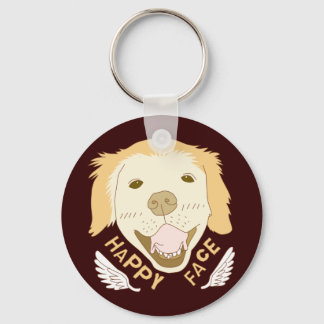 Happy Face Dog Doodle Art Keychain