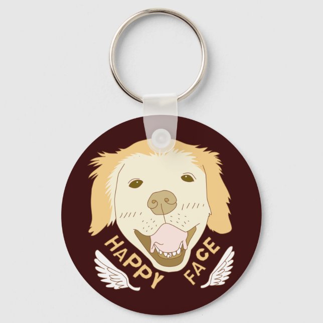 Happy Face Dog Doodle Art Keychain (Front)