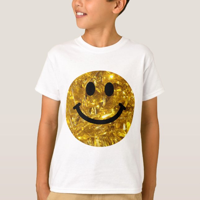 Happy Face Faux Sparkly Gold Bling - Matte sparkle T-Shirt (Front)