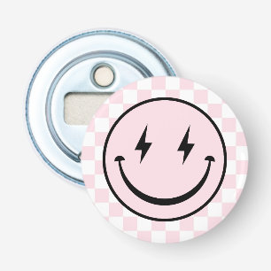 Happy Face Groovy Pink Girl Birthday Bottle Opener