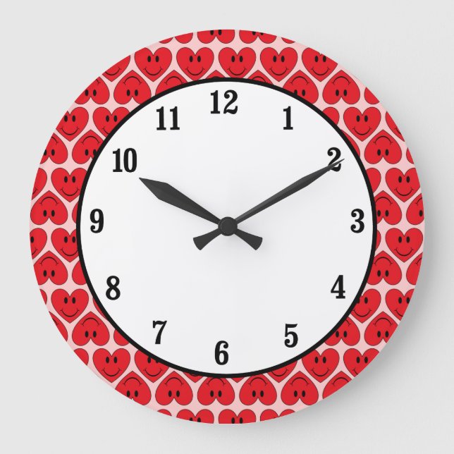 Happy Face Heart Large Clock (Front)