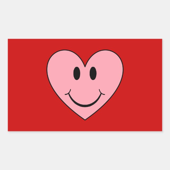 Happy Face Heart Rectangular Sticker (Front)