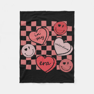Happy Face Heart Retro Groovy Valentine In My Vale Fleece Blanket