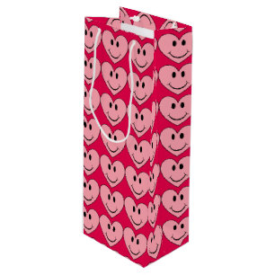 Happy Face Heart Wine Gift Bag