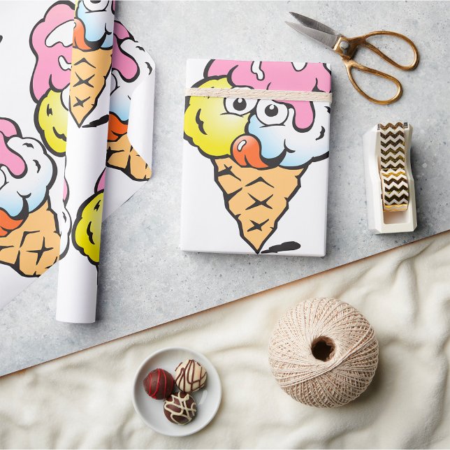 Happy Face Ice Cream Wrapping Paper (Creator Uploaded)