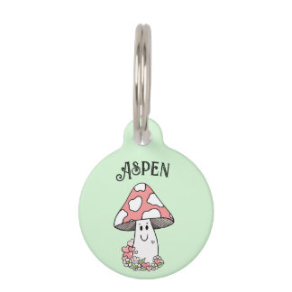 Happy Face Mushroom Personalised Pet Tag