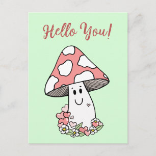 Happy Face Mushroom Postcard