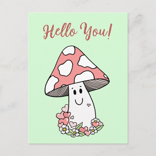 Happy Face Mushroom Postcard (Front)