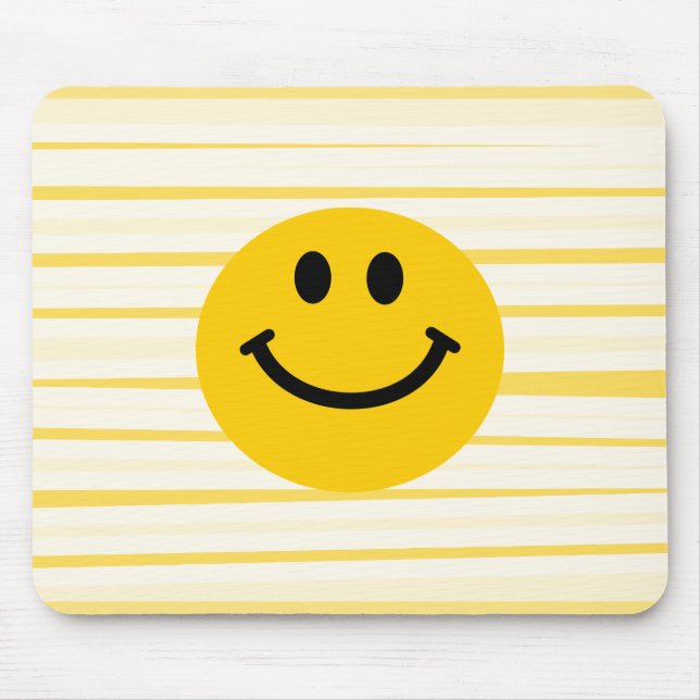 Happy Face on sunny yellow stripes Mouse Pad (Front)