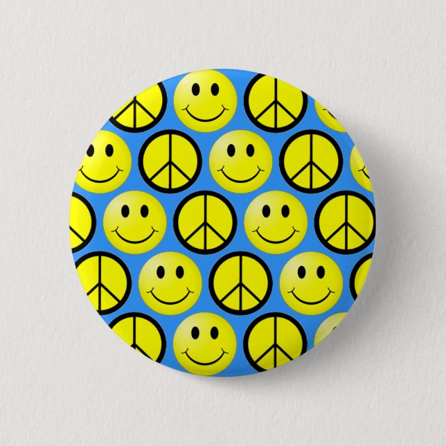 Happy Face Peace 6 Cm Round Badge (Front)