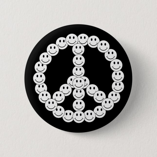 Happy Face Peace 6 Cm Round Badge (Front)