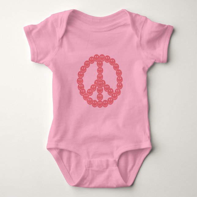 Happy Face Peace Baby Bodysuit (Front)