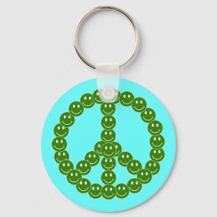 Happy Face Peace Key Ring