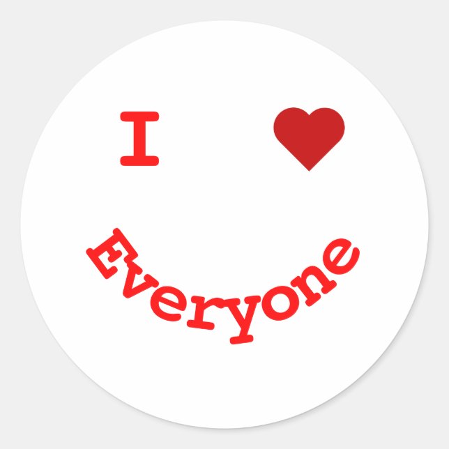 Happy Face Personalised I Heart Everyone Classic Round Sticker (Front)