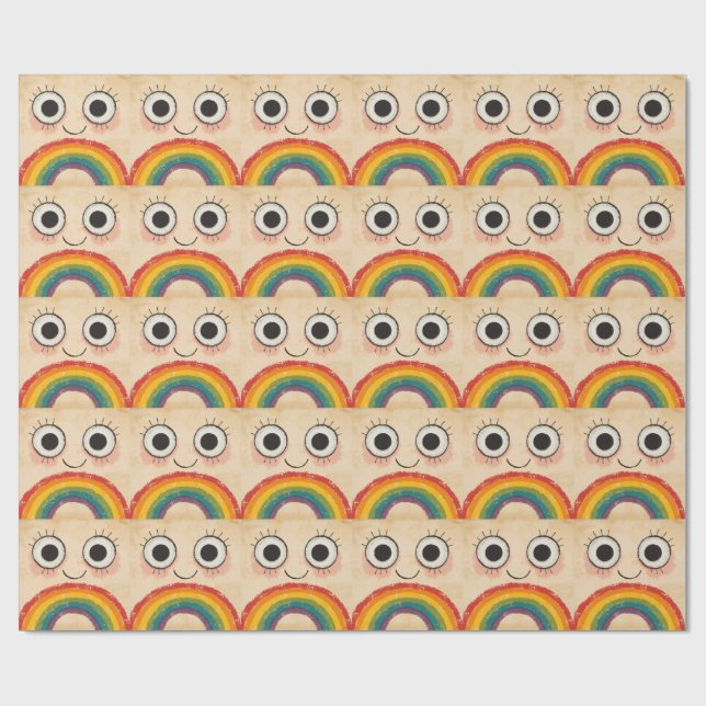 HAPPY FACE RAINBOW WRAPPING PAPER (Flat)