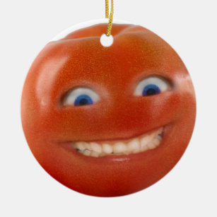 Happy Face Smiling Tomato Ceramic Tree Decoration