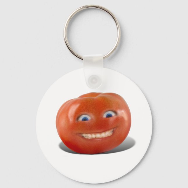 Happy Face Smiling Tomato Key Ring (Front)