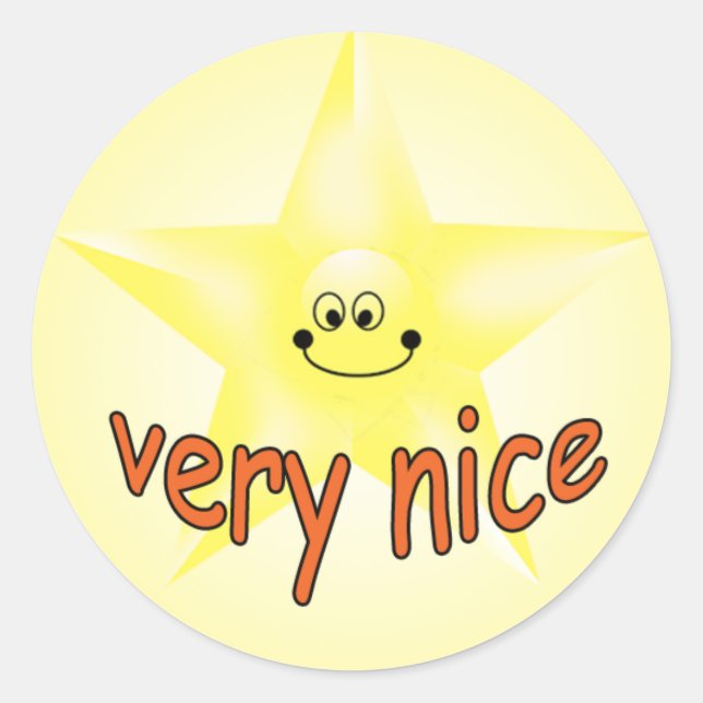 Happy Face Star Teacher Very Nice Award Stickers (Front)