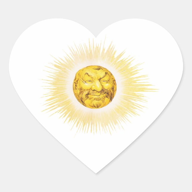 Happy face Sun Heart Sticker (Front)