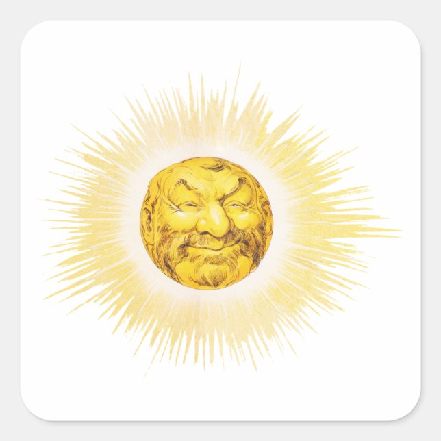 Happy face Sun Square Sticker (Front)