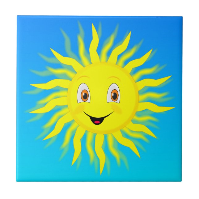 Happy Face Sunshine Ceramic Tile (Front)
