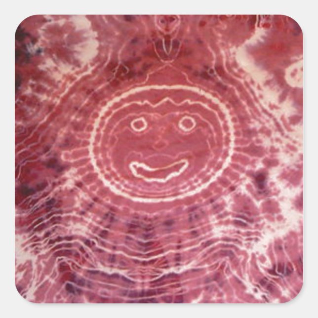 Happy Face Tie Dye PhatDyes Square Sticker (Front)