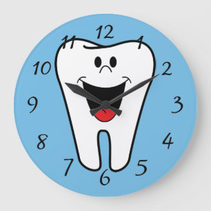 Happy face tooth large clock