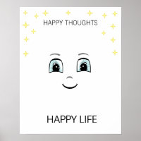Happy face with stars motivational
