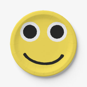 Happy Face Yellow Smiling Emoticon Emoji Paper Plate