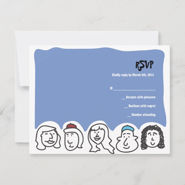 HAPPY FACES Bar Bat Mitzvah Invitation Reply Card (Front)