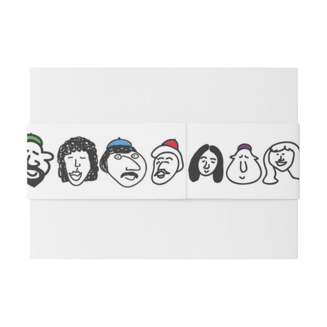HAPPY FACES Bat Mitzvah Envelope Wrap Band Invitation Belly Band (Back Example)