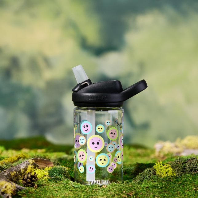 Happy faces in pastel - fun and cute kids  water bottle (Outdoor)