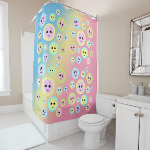 Happy faces in pastel - fun and cute  shower curtain