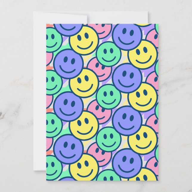 Happy faces -  pastel colours invitation (Front)