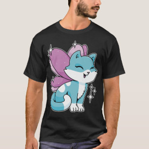 Happy Fairy Tale Cat Faerie With Butterfly Wings L T-Shirt