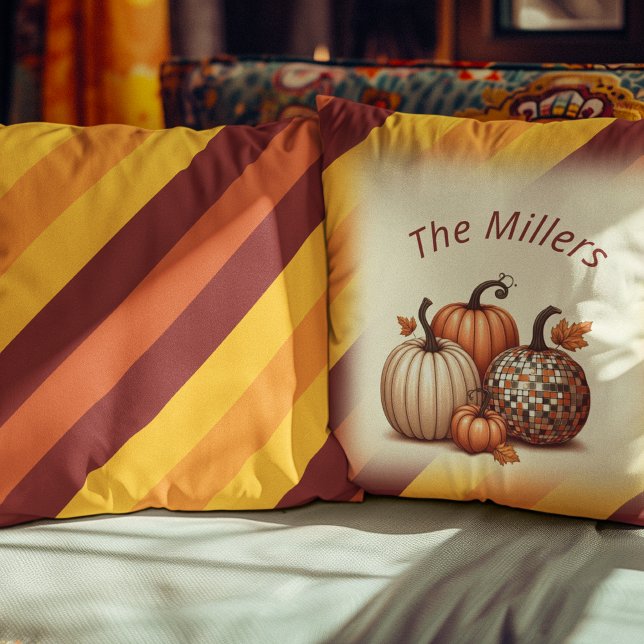 Happy Fall Autumn coloured pattern personalised Cushion (Happy Fall Autumn colored pattern personalized Throw Pillow)