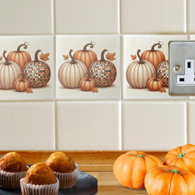 Happy Fall Autumn colourful Pumpkins Ceramic Tile (Happy Fall Autumn colorful Pumpkins Ceramic Tile)