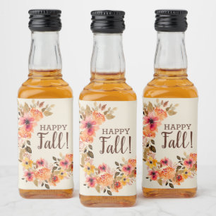 Happy Fall Autumn Floral Swag Mini Liquor Bottle Label