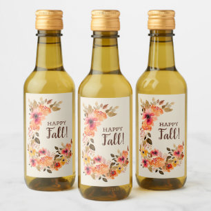 Happy Fall! Autumn Floral Swag Mini Wine Label
